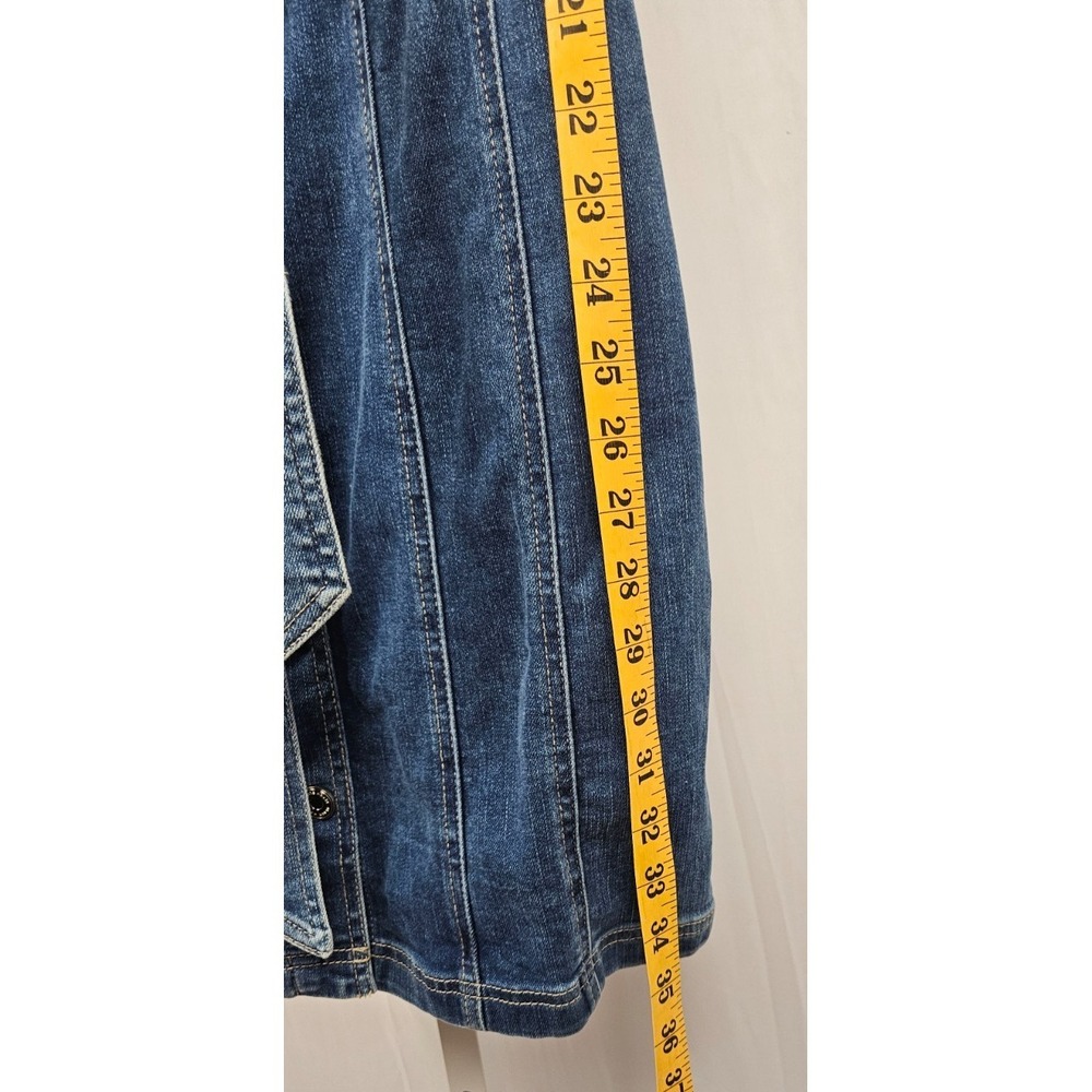 WHBM Denim Button Front Dress Belted Stretch Seam Medium Wash Size 8 Sleeveless - Picture 5 of 6